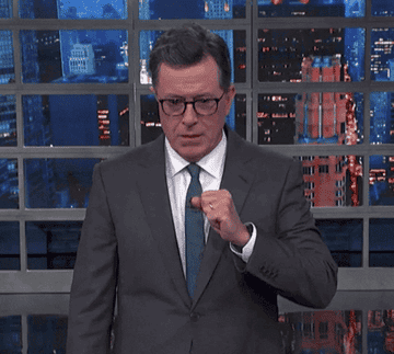 Stephen Colbert gagging