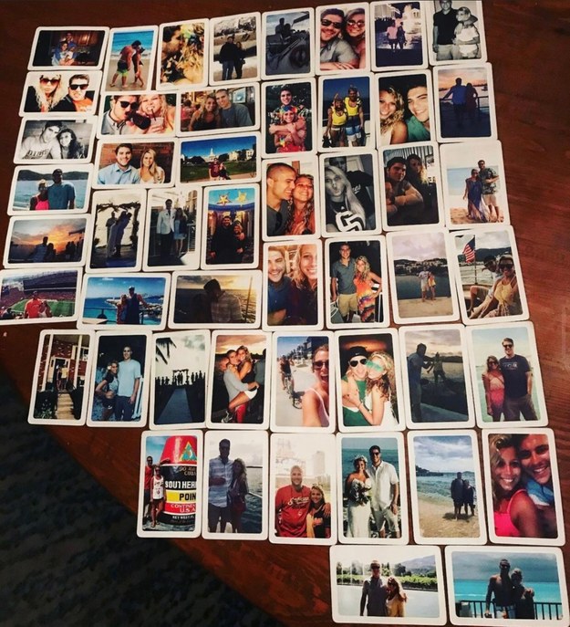 a reviewer's set of personalized cards they got for their husband with their photos on each card