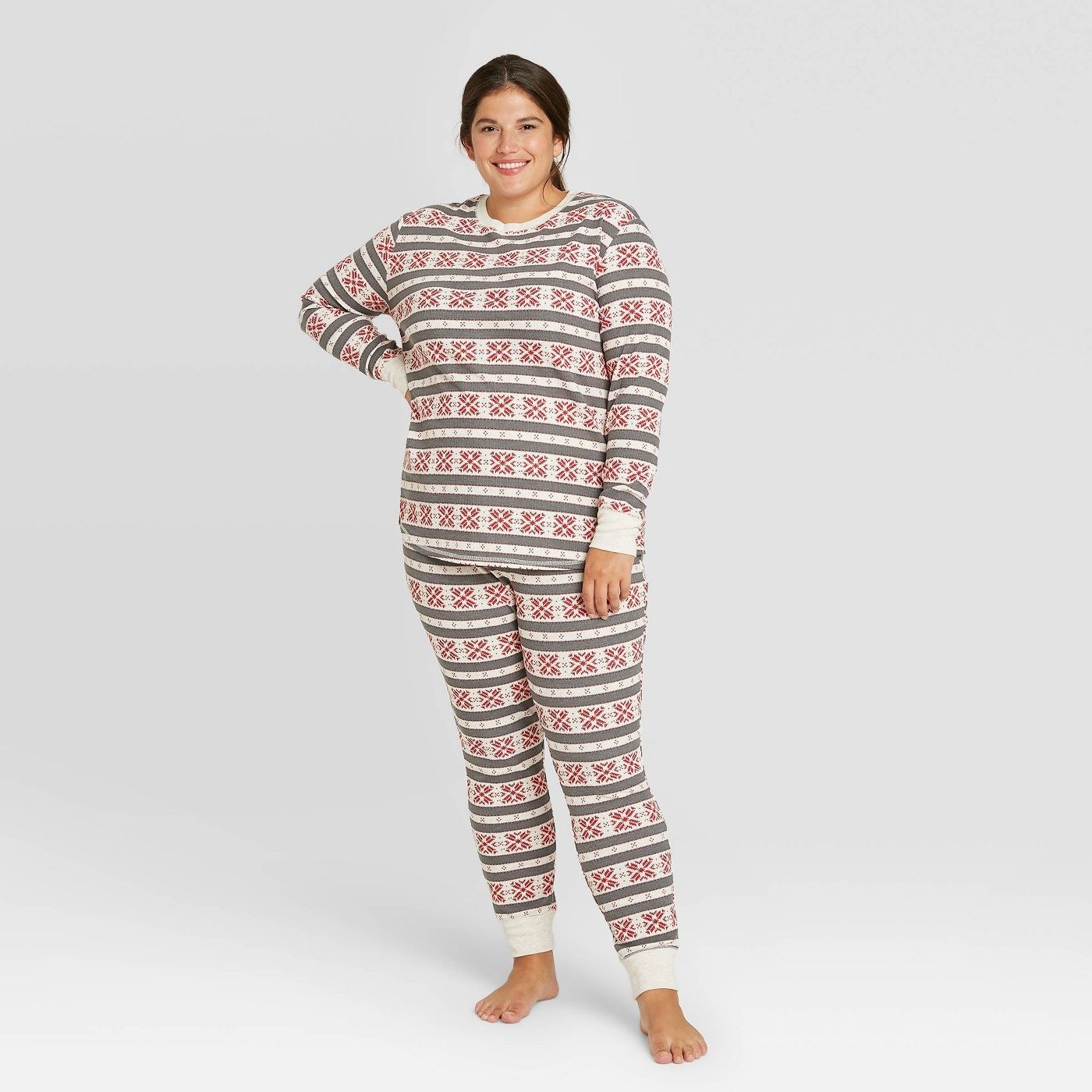 Model in thermal pajama set 