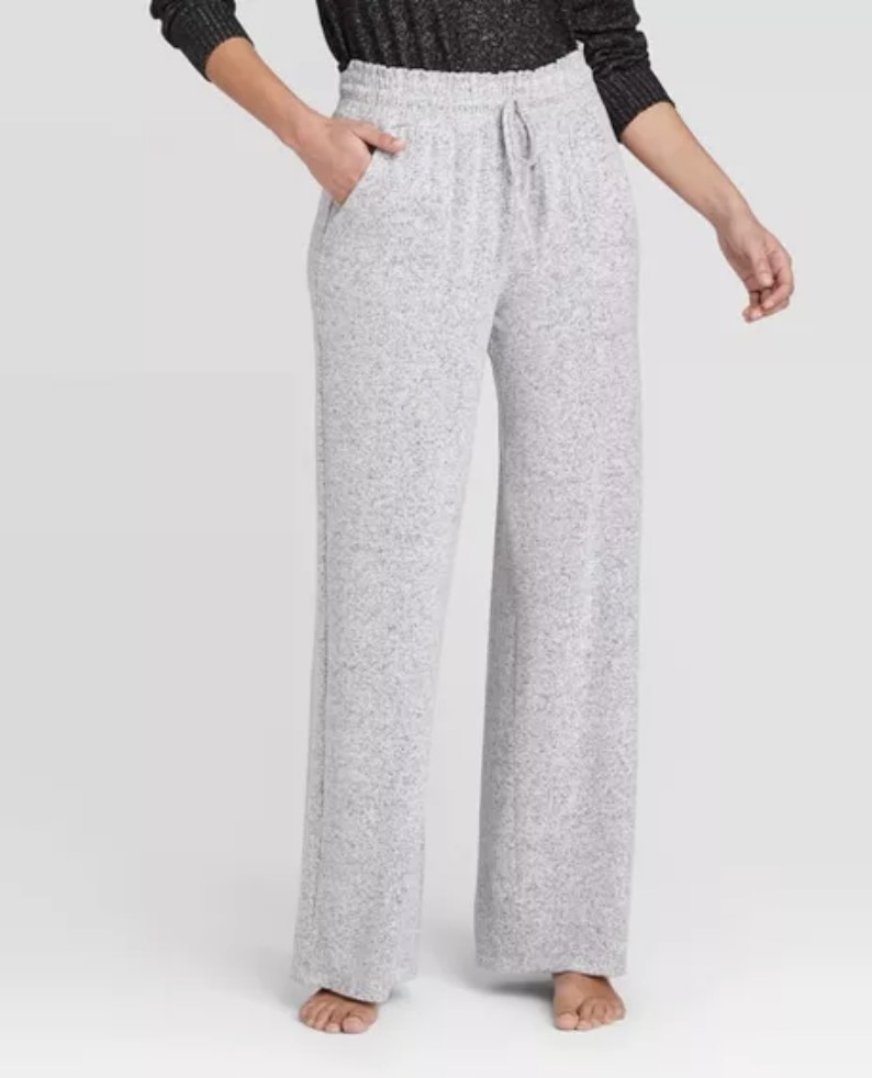 model wears gray lounge pants 