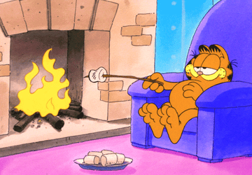 Garfield roasting marshmallows inside 