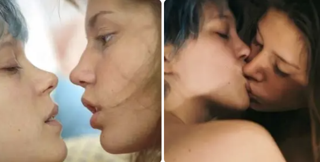 The two main characters kissing in &quot;Blue Is the Warmest Colour&quot;