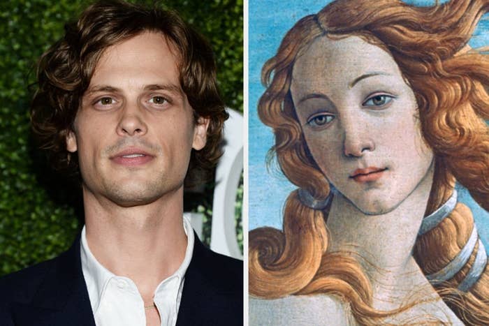 Matthew Gray Gubler and painting of the birth of venus  