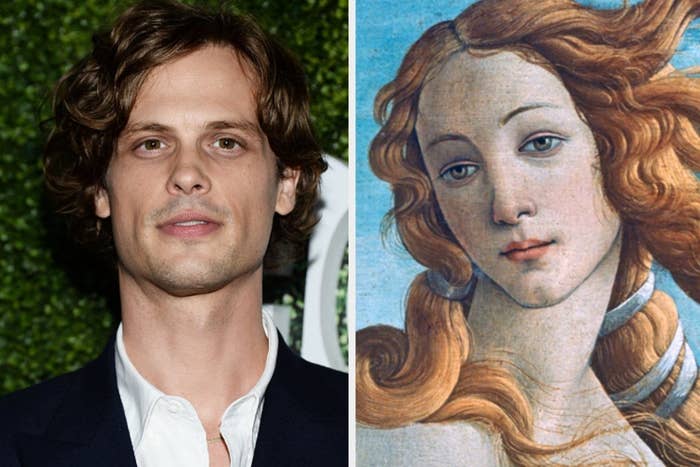 Matthew Gray Gubler and painting of the birth of venus