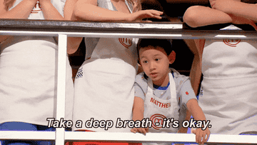 Matthew says, &quot;Take a deep breath, it&#x27;s okay,&quot; as he looks under the railing on Master Chef Junior