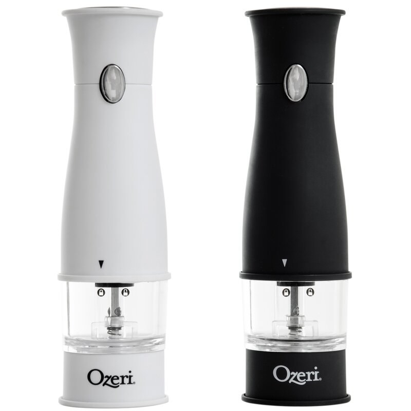 The electric salt and pepper shaker in white and black 