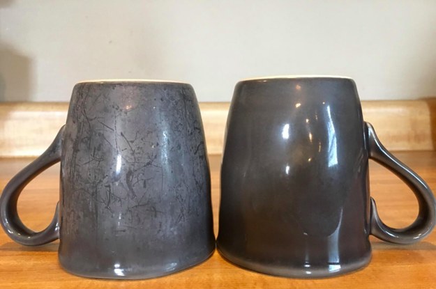 dirty mug next to clean mug