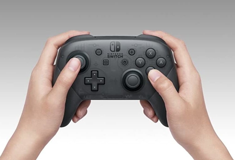 A black game controller