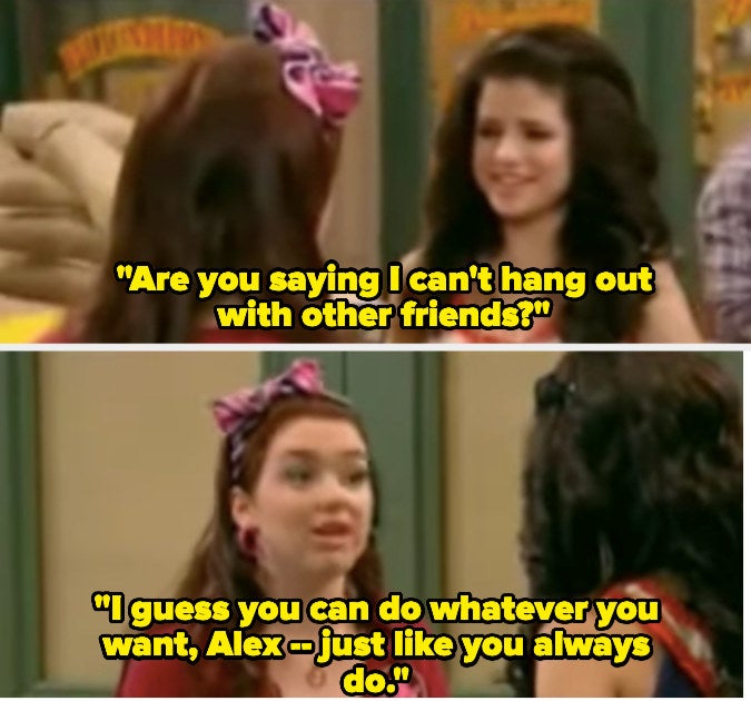 A girl asking, "Are you saying I can't hang out with other friends," and a person responding they can do whatever they want just like they always do