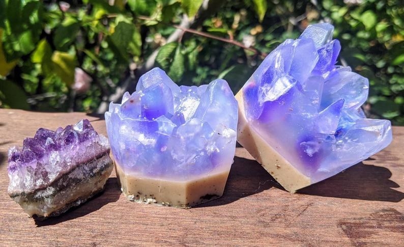 small soap that looks like purple crystals