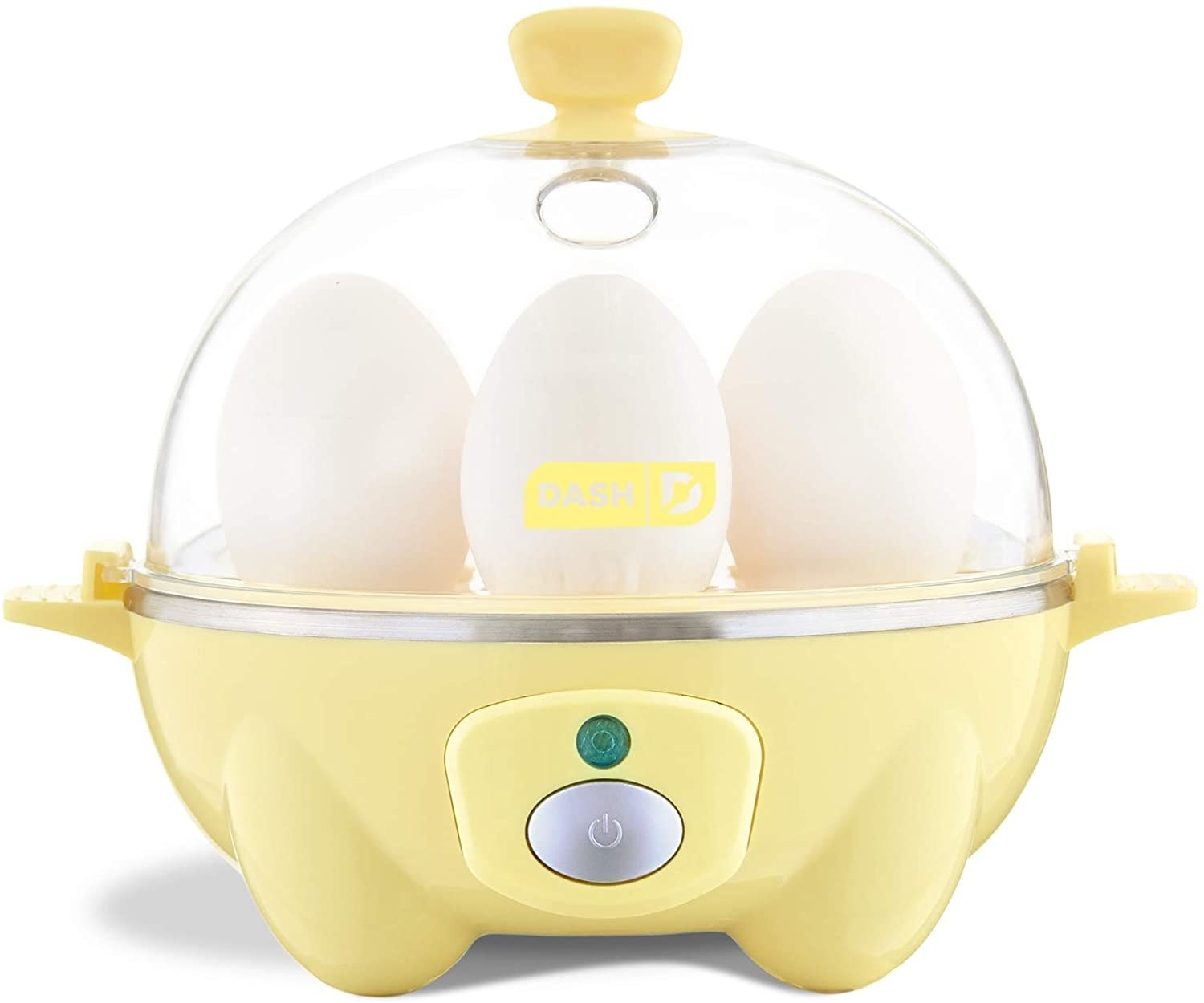 Pale yellow egg cooker isolated on a white background