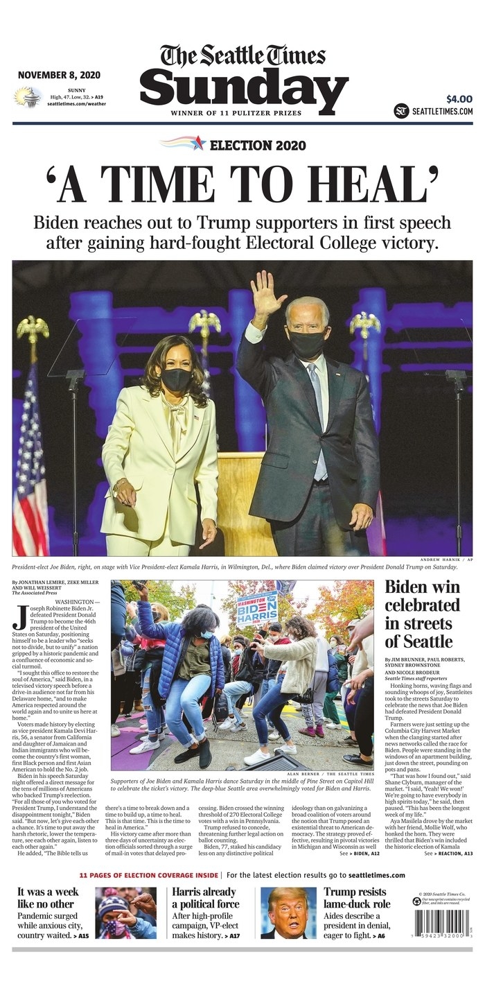 Atlanta Joe Biden /& Kamala Historic Nov 8 2020 Election Newspaper Print Framed