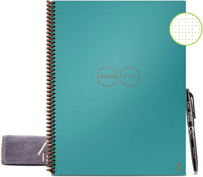 Spiral digital notebook with accompanying pen and microfiber cloth