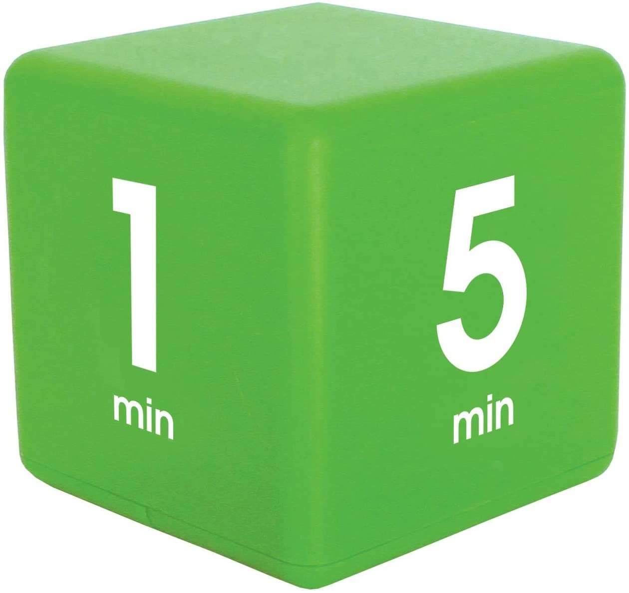 Lime green productivity timer cube isolated on a white background