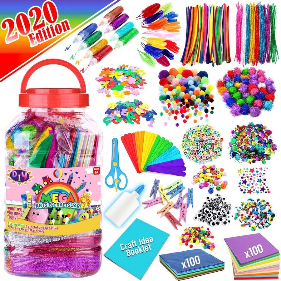 Made By Me! Ultimate Jar of Crafts, 200+ Piece Mystical Craft Supply  Bundle, Craft Supplies Starter Kit, Great Arts & Crafts Kit for Travel and