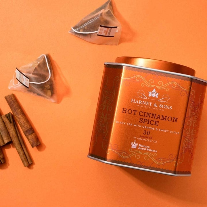 A tin of the hot cinnamon spice tea
