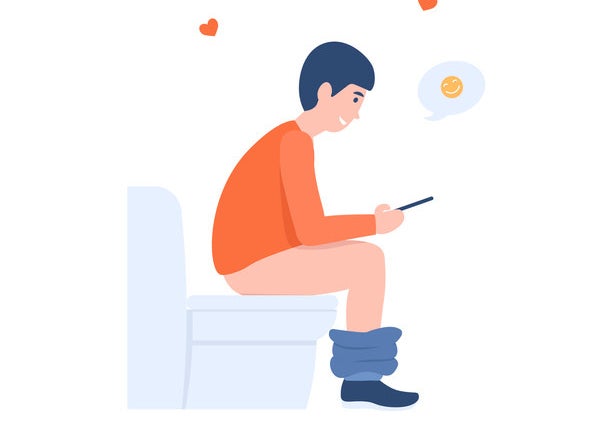 Cartoon guy on toilet