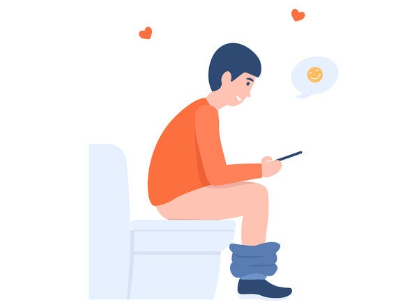 Cartoon guy on toilet