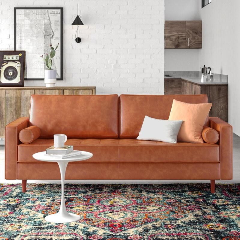 camel colored sofa