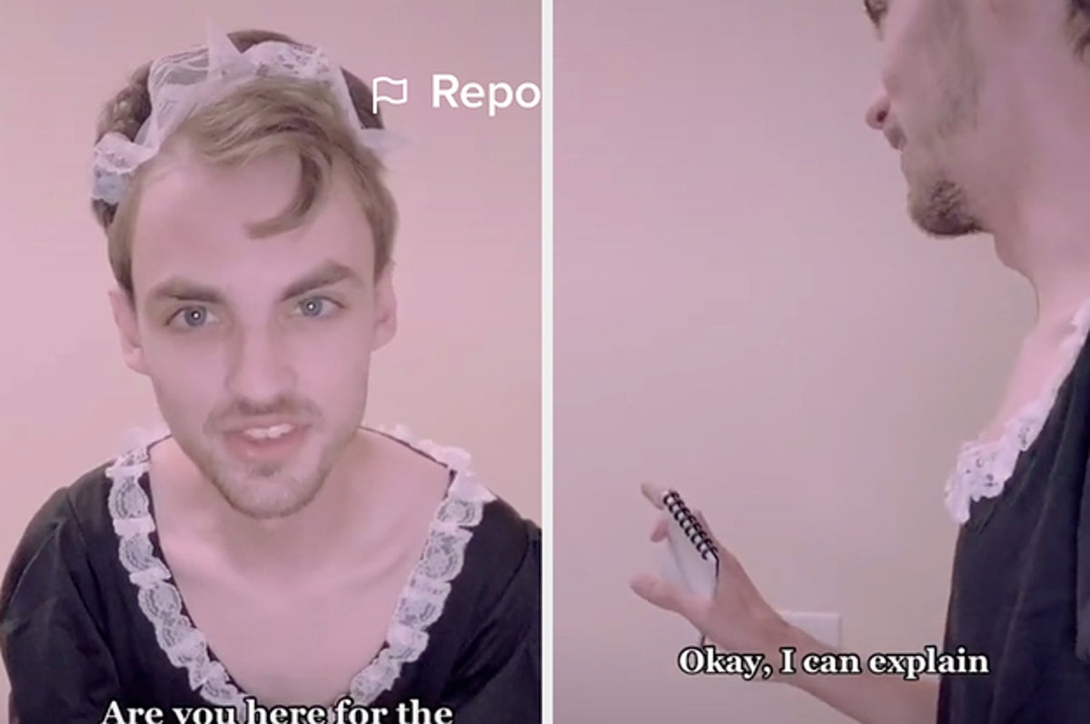 This Guy Got Interrupted Making A TikTok In A Maid Outfit