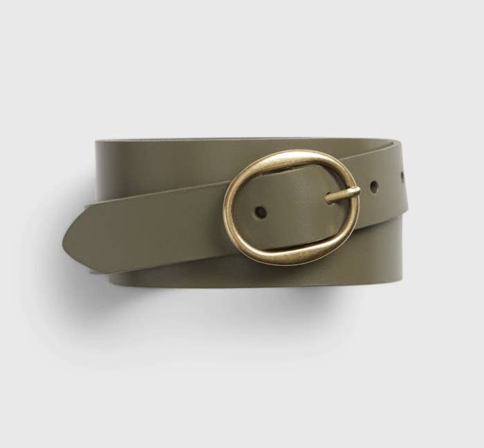 Olive green belt with oval buckle