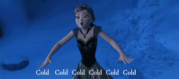 a GIF showing Anna of Frozen walking in the cold.