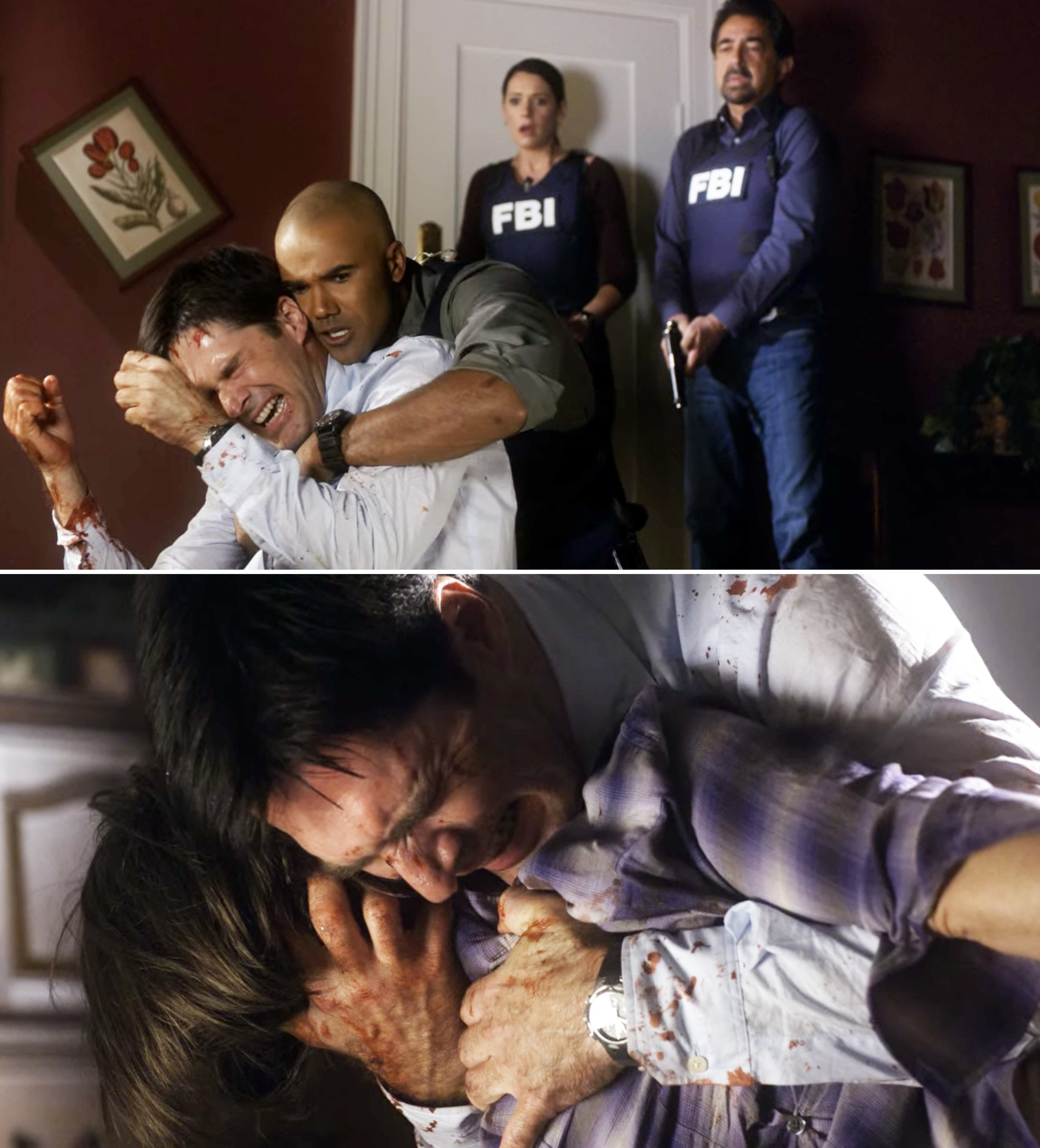 Hotch weeping and clutching Haley&#x27;s body