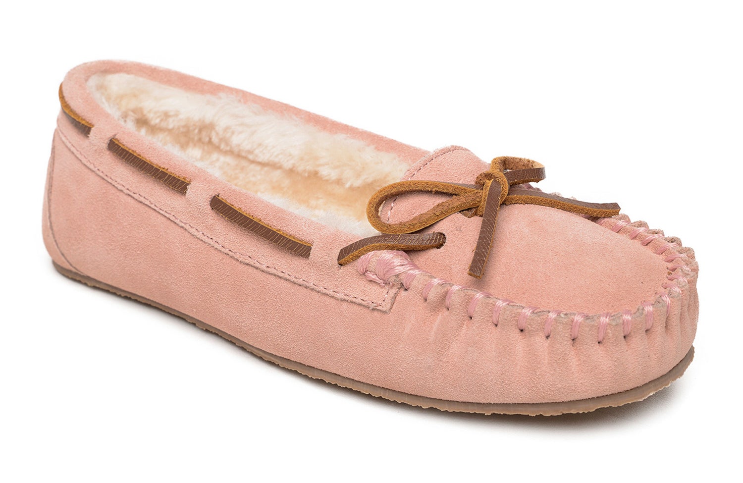 The slippers in light pink
