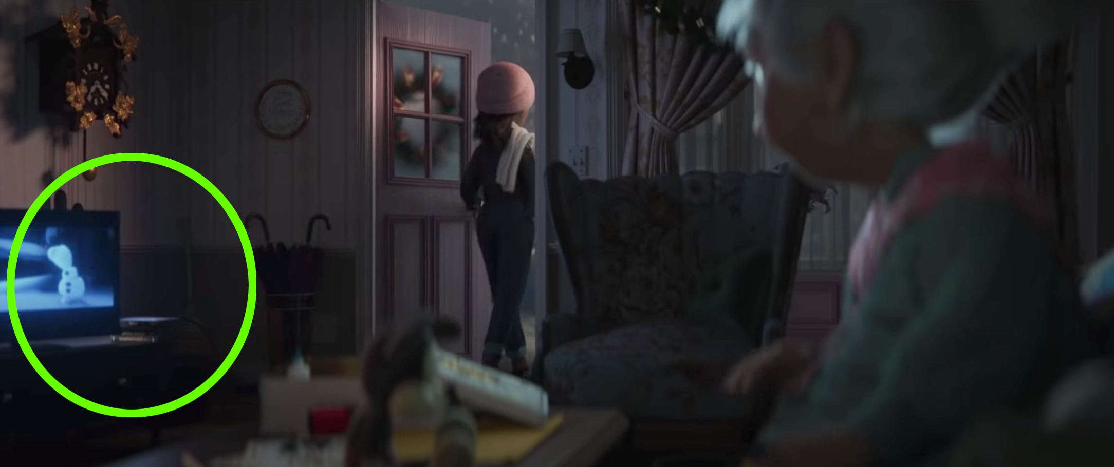 Grandma watching the short while her granddaughter walks out the door