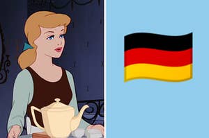 Split Image: Cinderella on the left and the german flag on the right