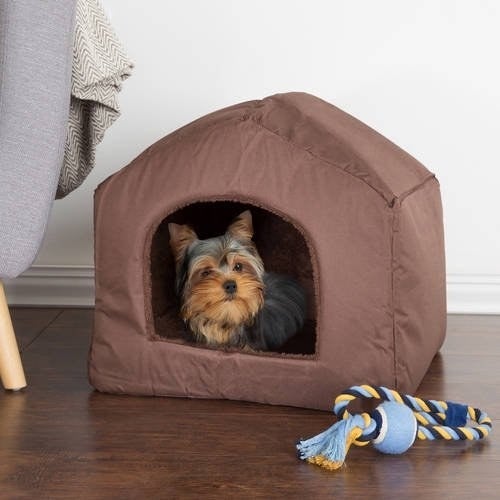 the pet bed in brown 