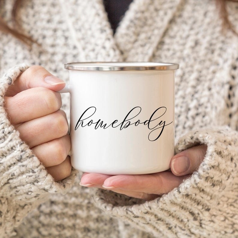 A mug that says homebody