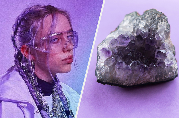 Billie Eilish next to some Amethyst