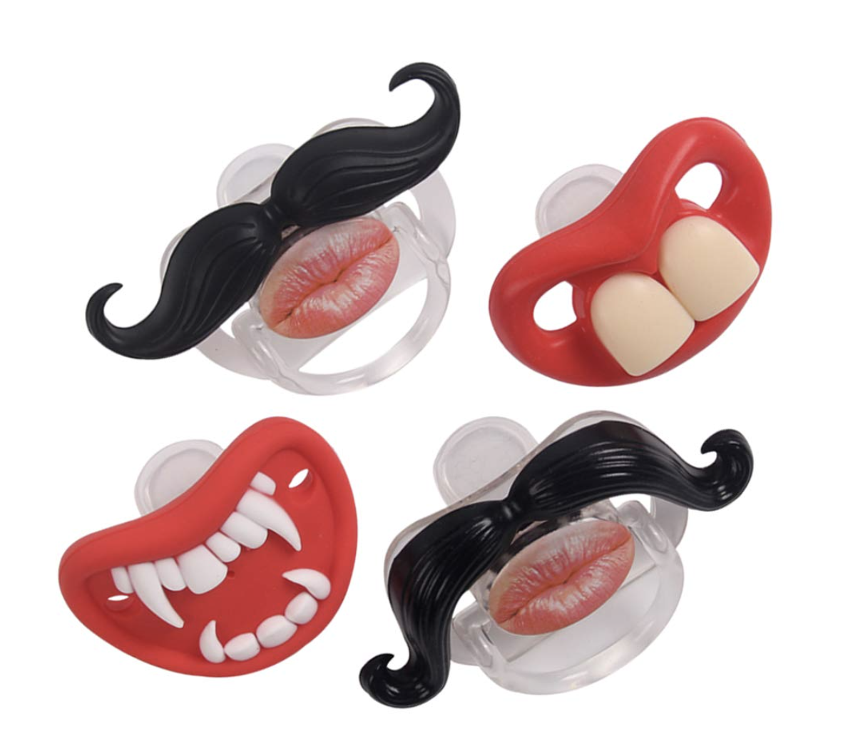 TMROW Cute Baby Pacifiers Designed Funny Teeth and Mustaches Make Them a Perfect Baby Shower Gift