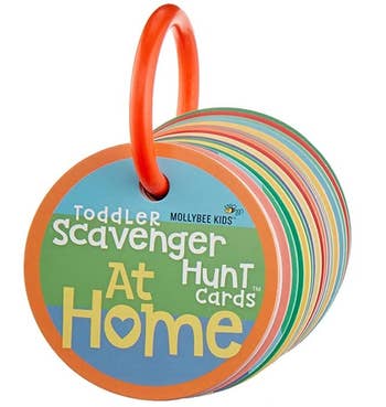 A household scavenger hunt card set for toddlers