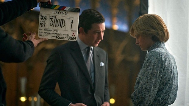 Josh and Emma acting in a scene from &quot;The Crown&quot;