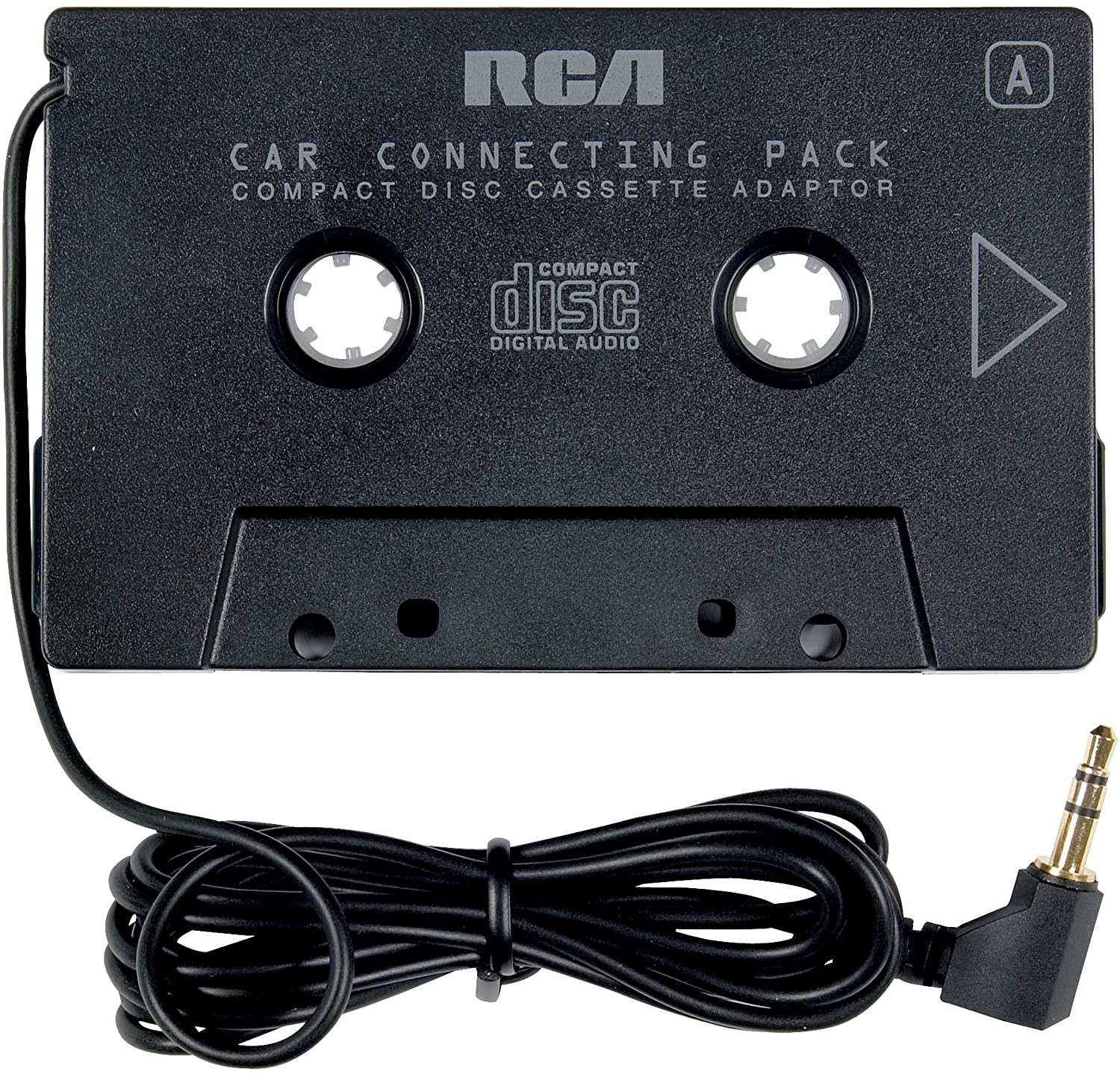 A black RCA cassette adaptor