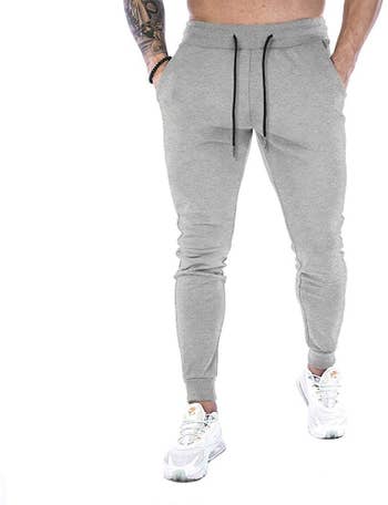 Model in the grey joggers