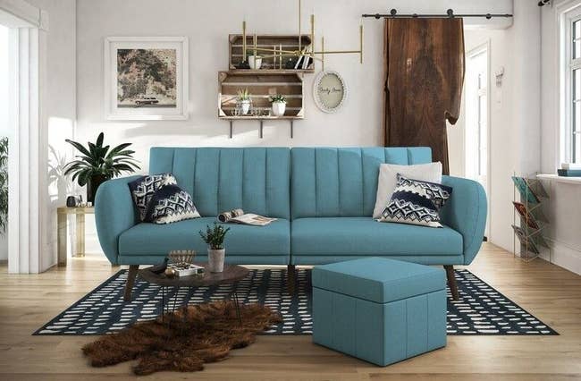The couch in the color Blue