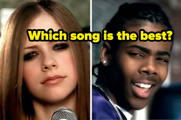Avril is on the left singing with Mario on the right labeled, "Which song is the best?"