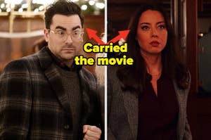 Aubrey Plaza as Riley Johnson and Dan Levy as John in the movie 