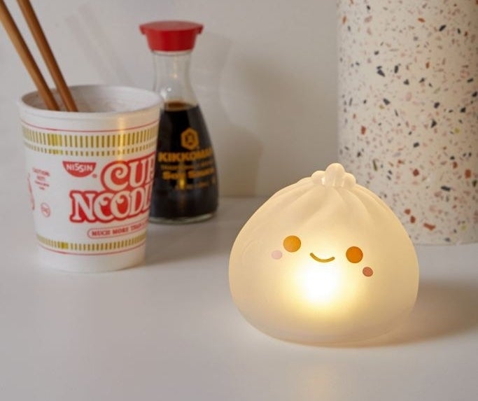 Mini dumpling-shaped light on kitchen counter