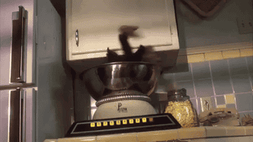 A gremlin dies by being ground up in a food processor
