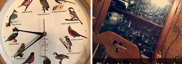 bird clock and a cabinet you can't touch