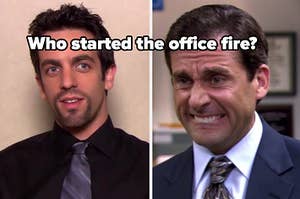 who started the office fire? over ryan and michael's pictures