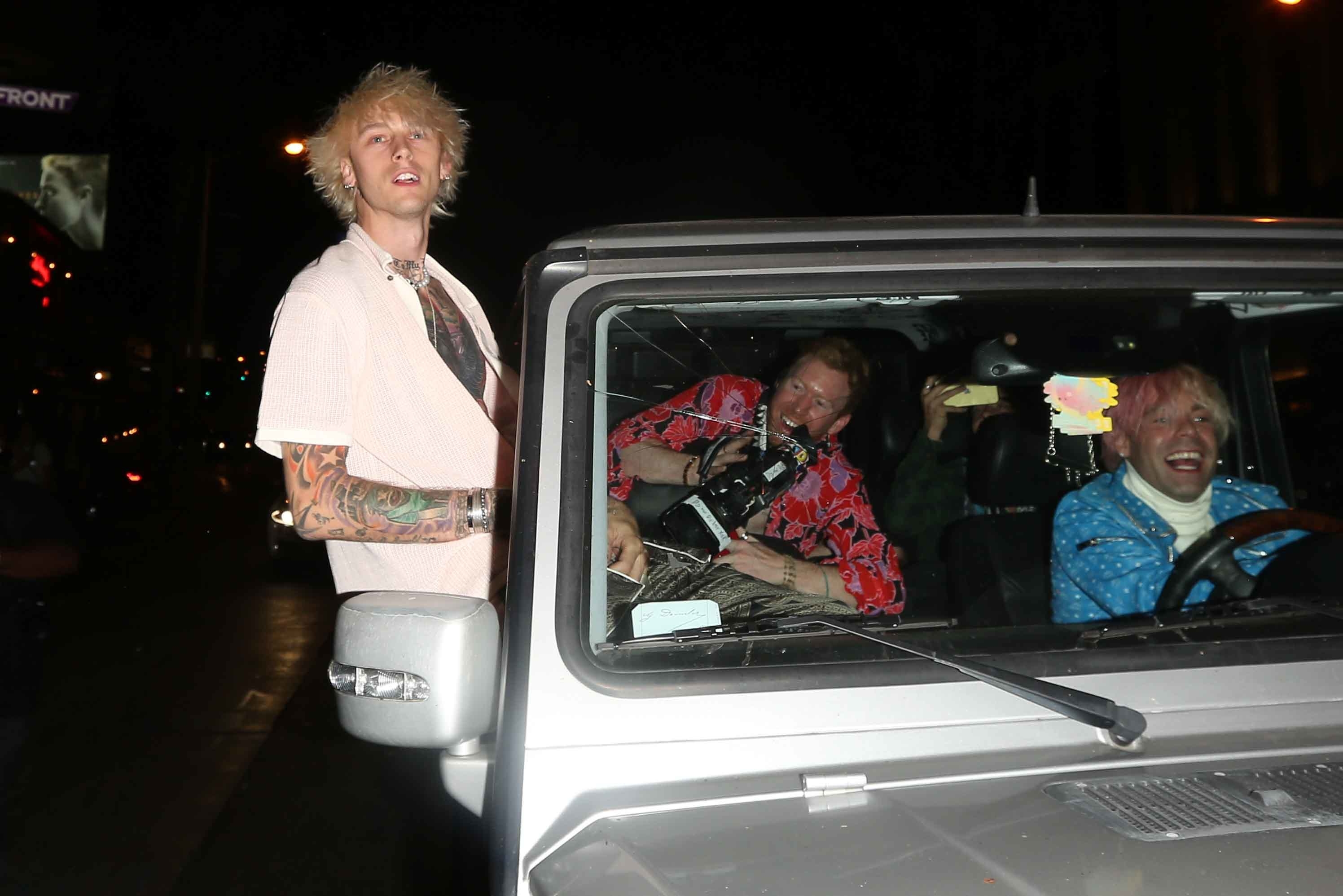 Machine Gun Kelly seen leaving the saddle ranch on October 1, 2020 in Los Angeles, California