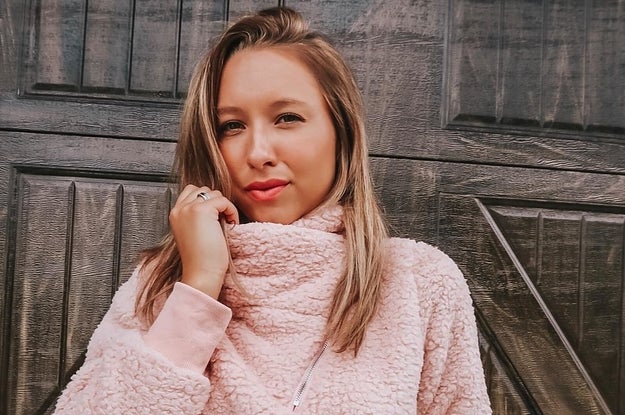 Pink cowl neck sweatshirt with pockets