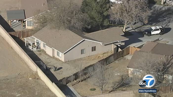 An aerial view of a one-story home