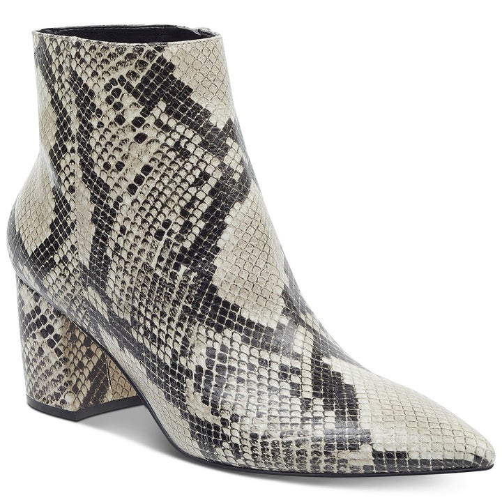 The block-heeled booties in snake multi
