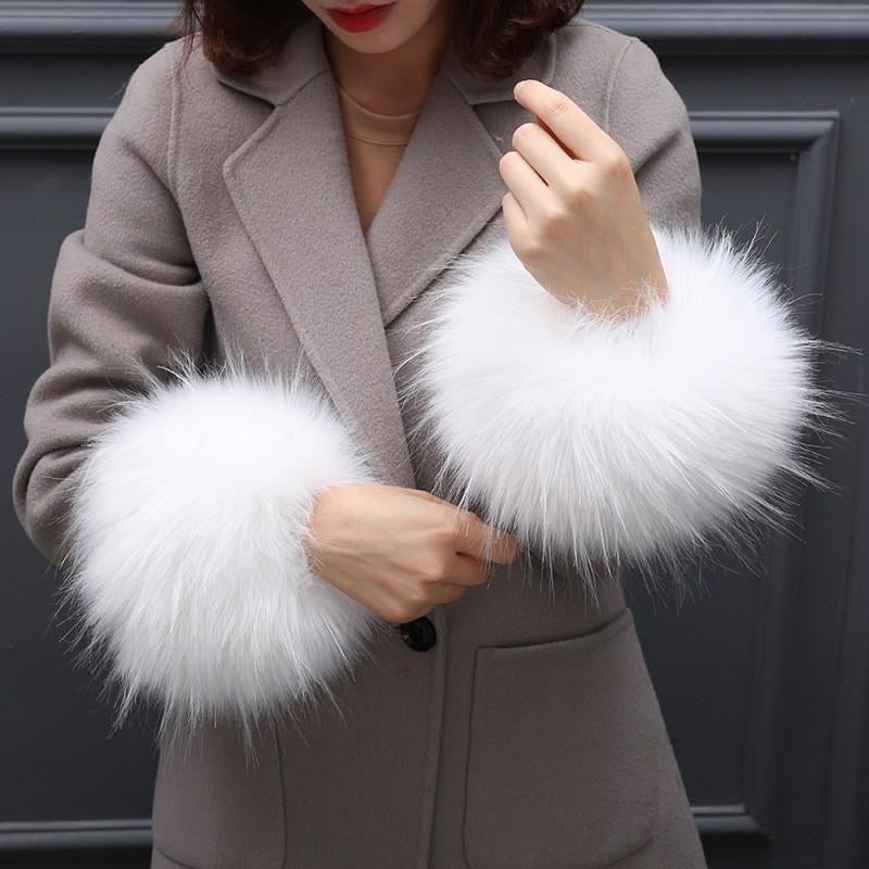 coat with fuzzy fake fur cuffs